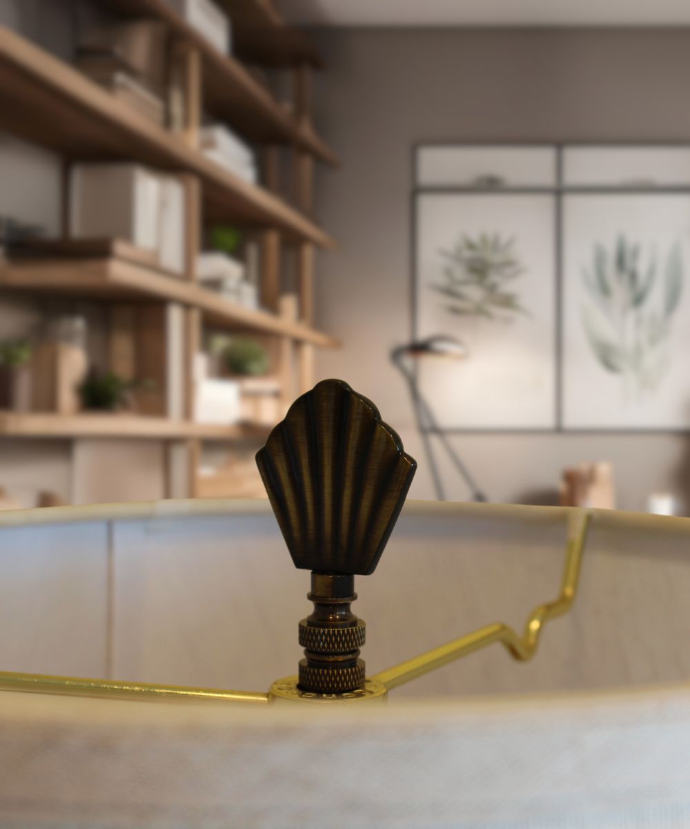 Art Deco Lamp Finial Antique Brass, 2.5"h