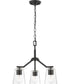 Vertex 3-Light Clear Glass Convertible Chandelier Matte Black