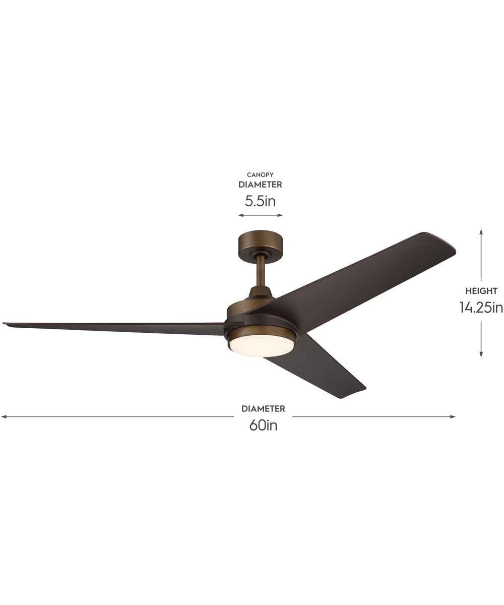 Velto 60-in. 3-Blade LED Modern Ceiling Fan Heritage Brushed Bronze