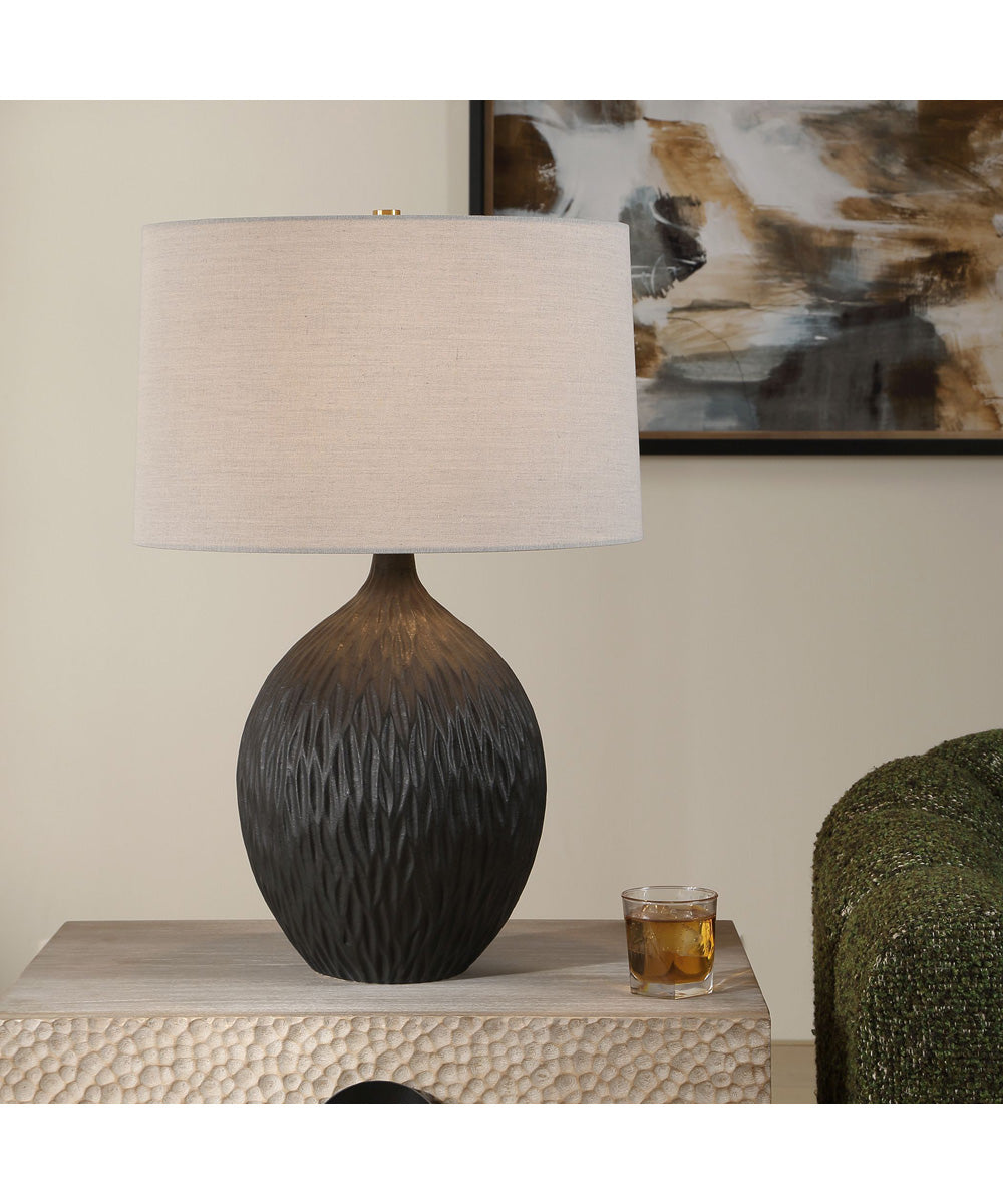 Levee Satin Black Table Lamp