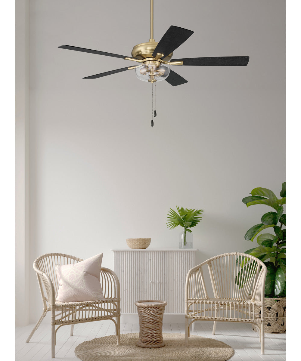 EOS 2 Light Clear Bowl 52" Ceiling Fan 2-Light Fan Satin Brass