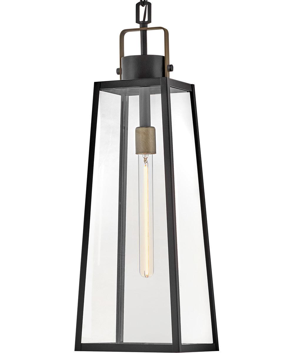 Hugh 1-Light Large Hanging Lantern in Black