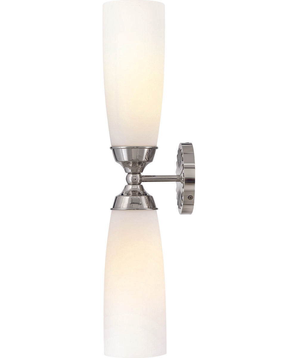Alexis 2-Light Large Two Light Sconce in Polished Nickel