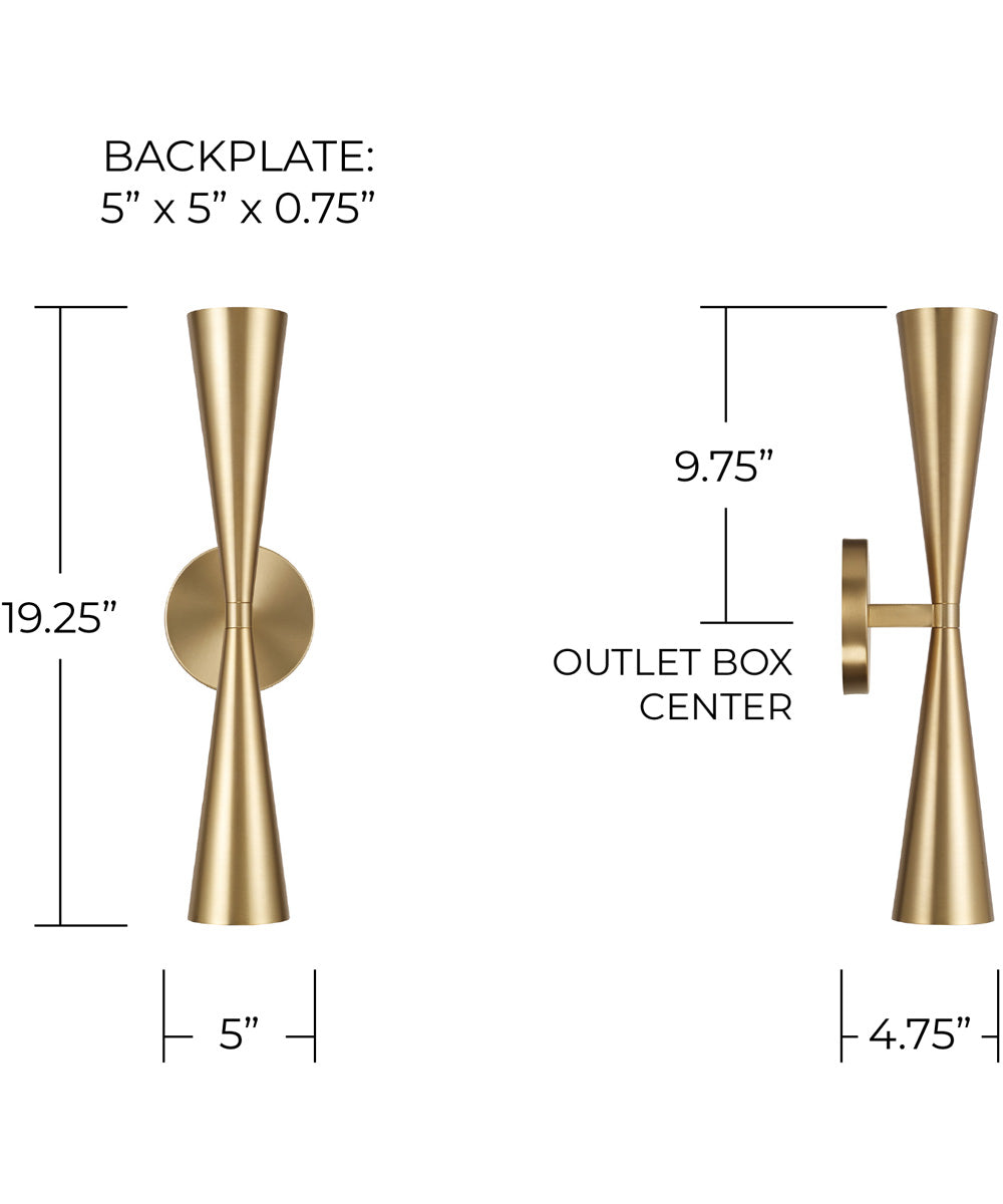 Levi 2-Light Sconce Matte Brass