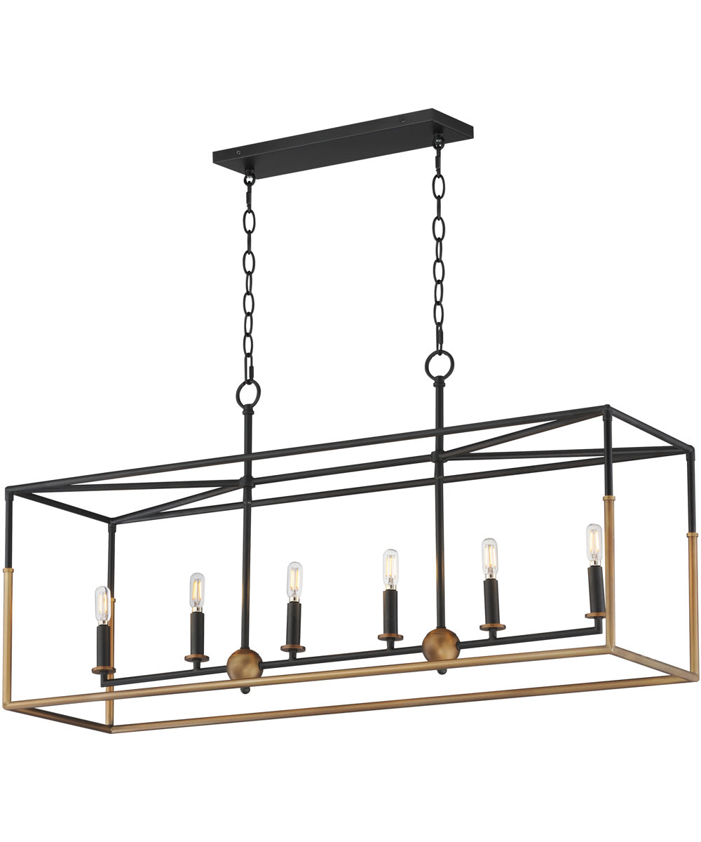 Soho 6-Light Linear Pendant Black/Weathered Brass