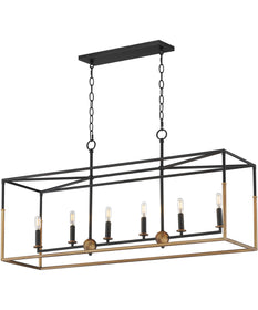 Soho 6-Light Linear Pendant Black/Weathered Brass