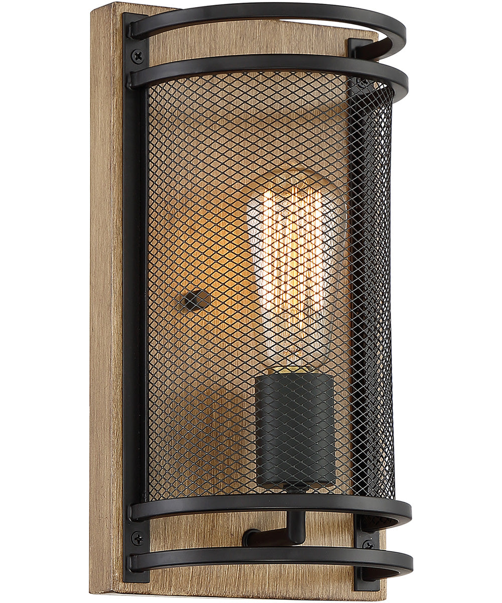 6"W Atelier 1-Light Vanity & Wall Black / Honey Wood
