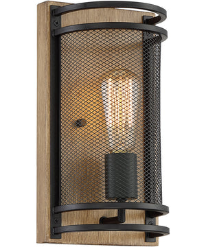 6"W Atelier 1-Light Vanity & Wall Black / Honey Wood