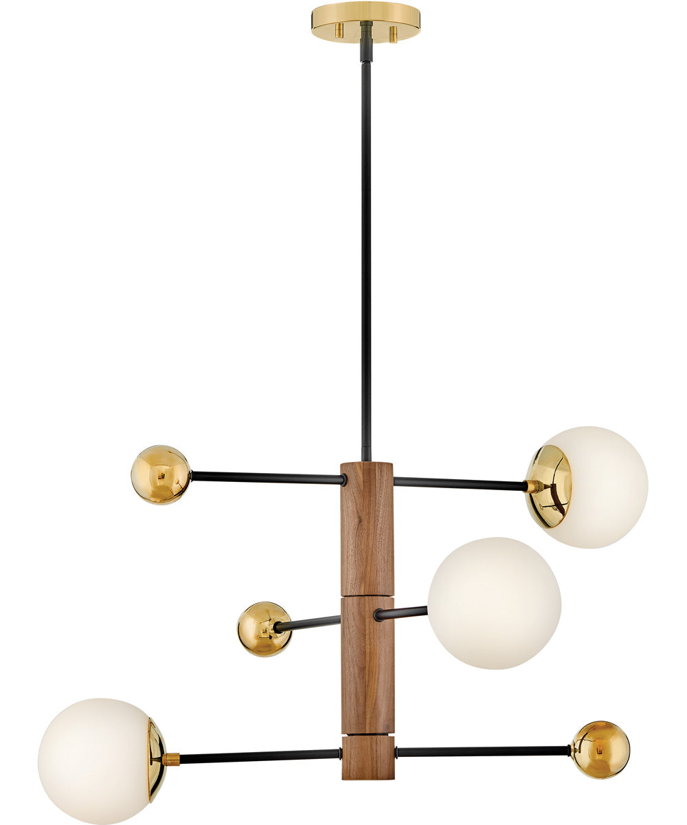 Auggie 3-Light Medium Adjustable Multi Tier Chandelier in Bright Brass