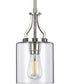 Lassiter 1-Light Clear Glass Modern Pendant Light Brushed Nickel