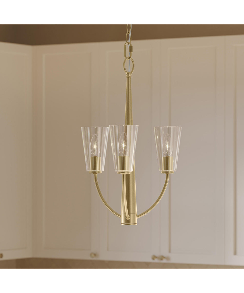 Jheni 3-Light Chandelier with Clear Glass Shades Brushed Gold