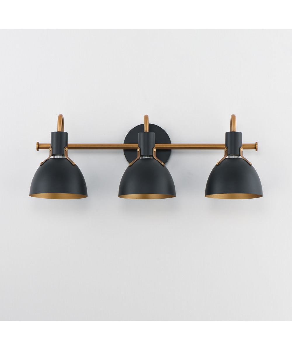 Dusk 3-Light Wall Sconce Black / Antique Brass