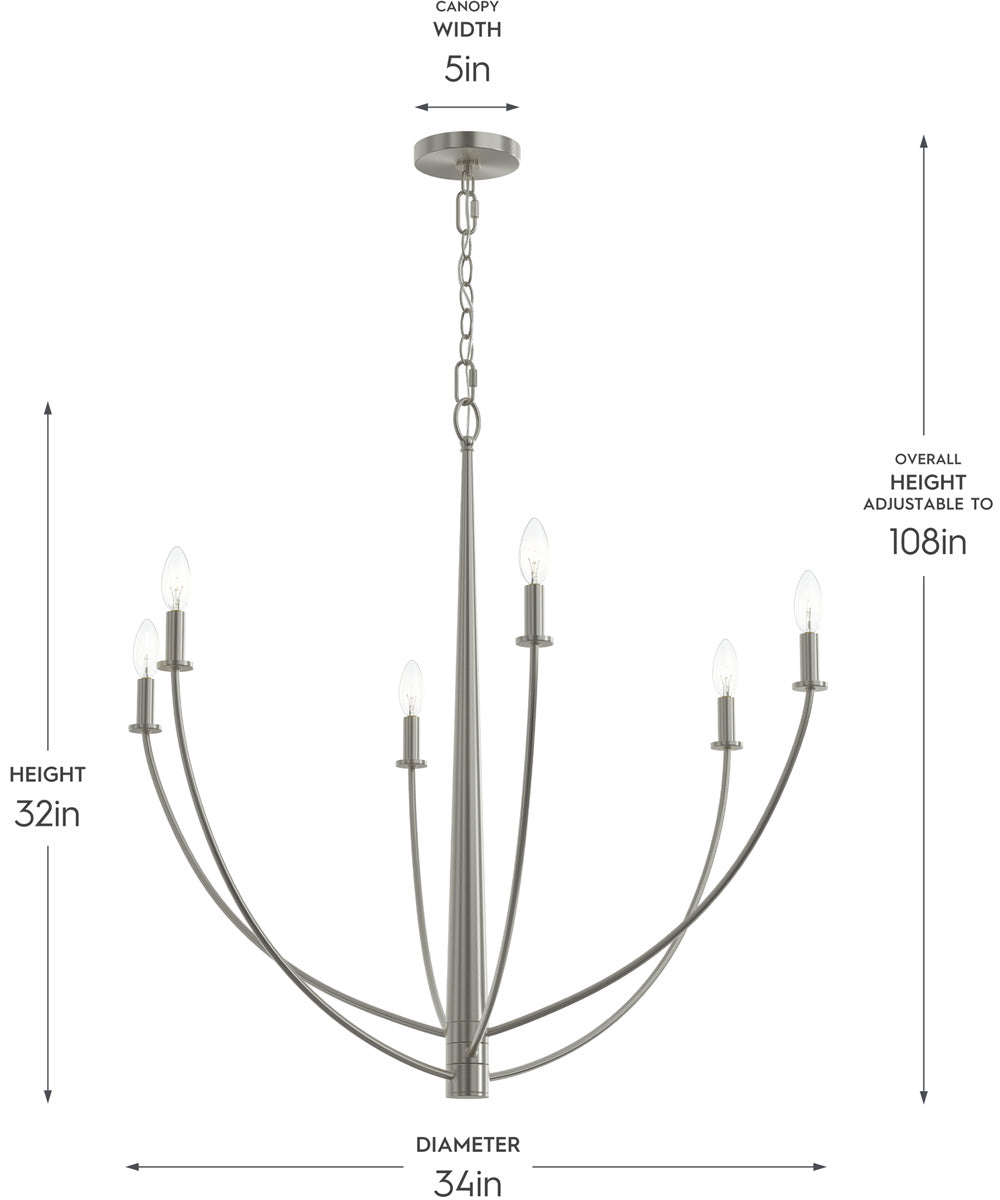 Jheni 6-Light Large Chandelier Brushed Nickel
