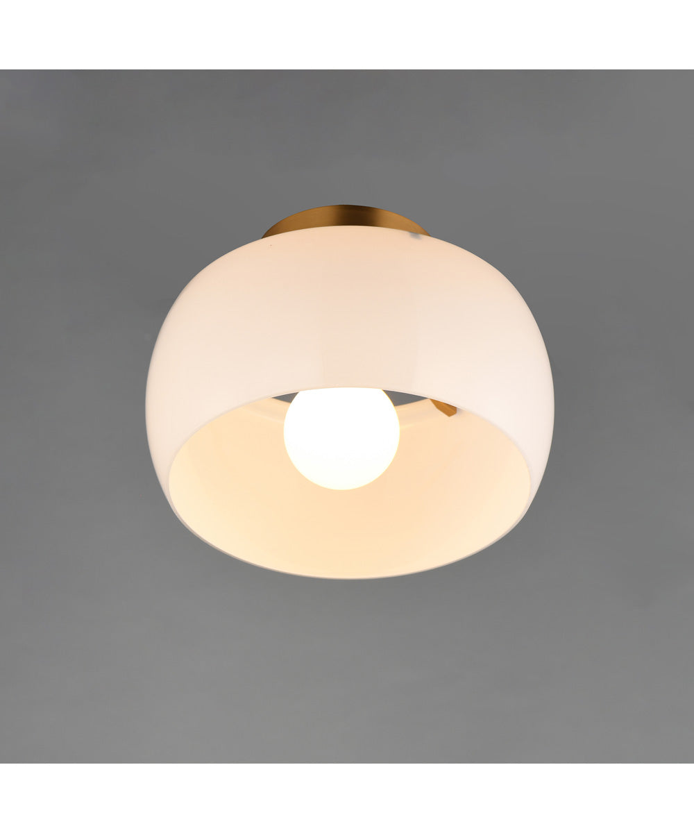 Glazed Flush Mount White/Natural Aged Brass