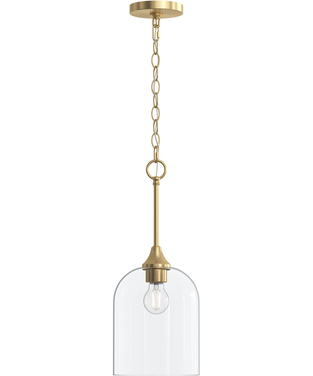 Ilia 1-Light Pendant with Clear Glass Shade Brushed Gold