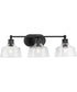 Singleton 3-Light 26.5" Farmhouse Vanity Light with Clear Glass Shades Matte Black