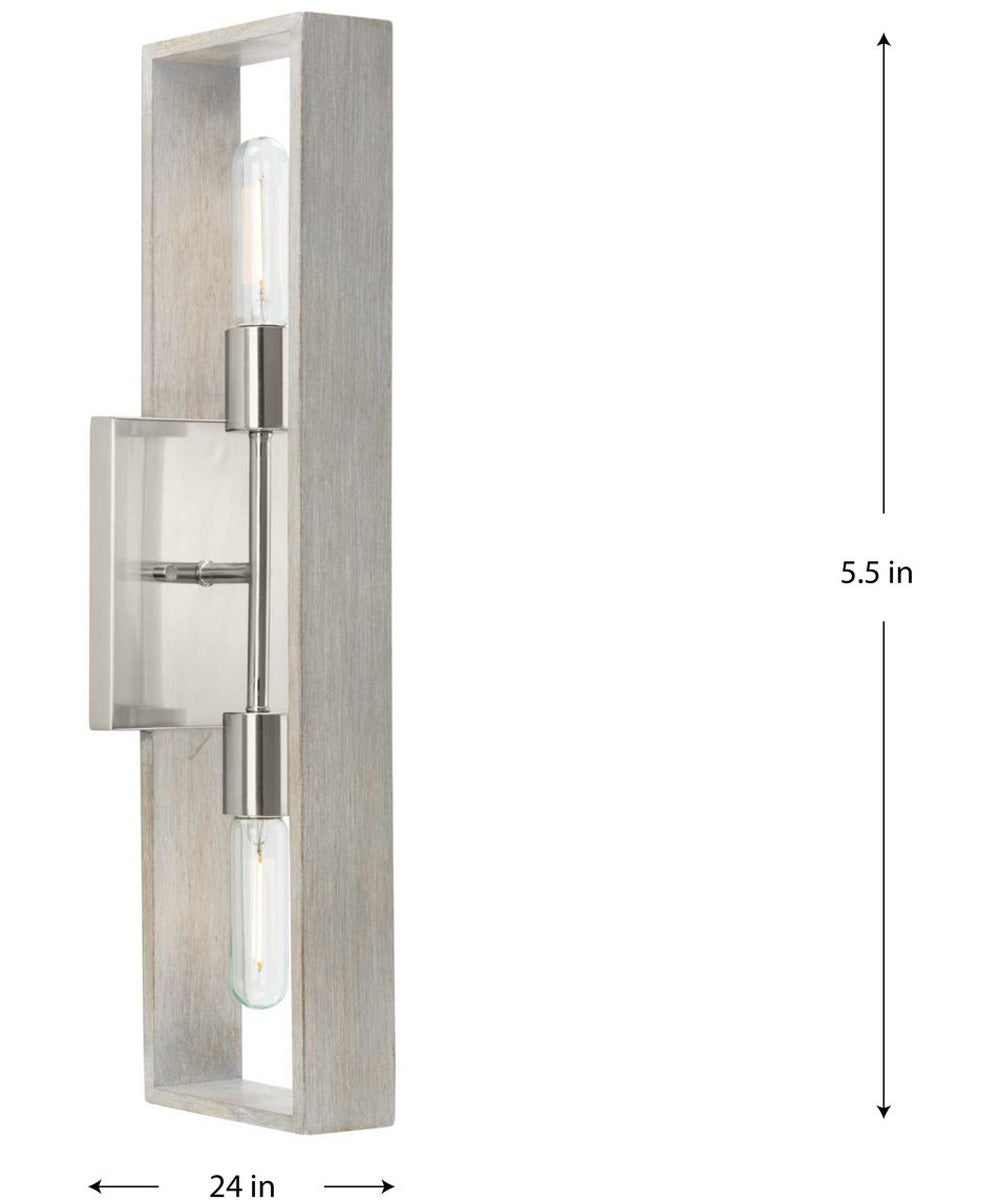 Boundary 2-Light Wall Bracket Brushed Nickel