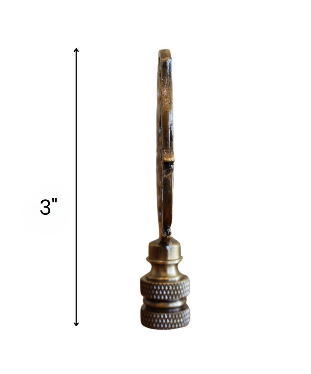 Williamsburg Cipher Lamp Finial Antique Brass, 3"h