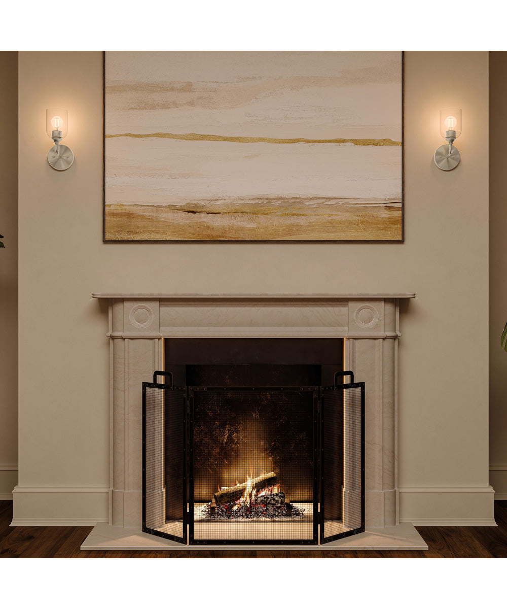 Ilia 1-Light Wall Sconce with Clear Glass Shade Brushed Nickel