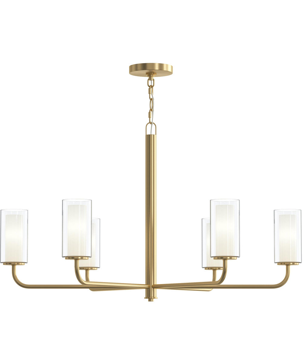 Mack 6-Light Chandelier with Layered Glass Shades Brushed Gold