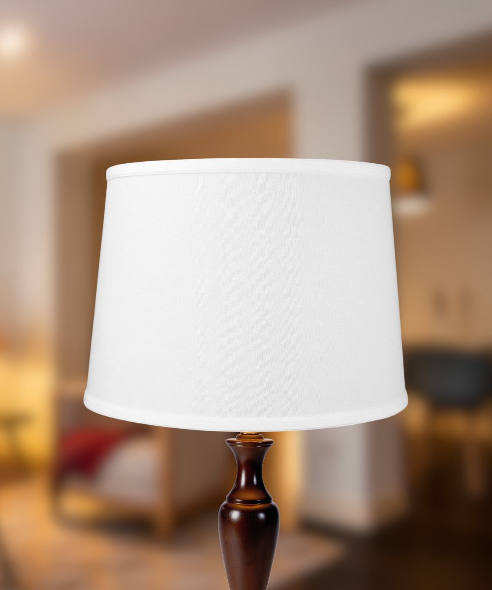14"W x 10"H SLIP UNO FITTER White Linen Drum Lampshade
