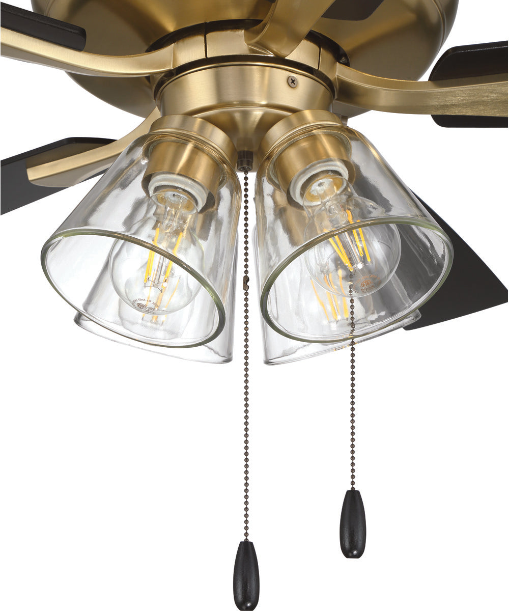 Eos Clear 4 Light 4-Light Fan Satin Brass
