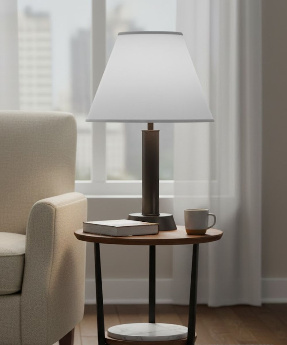 9x18x13 White Butcher Linen Empire Hardback Lampshade