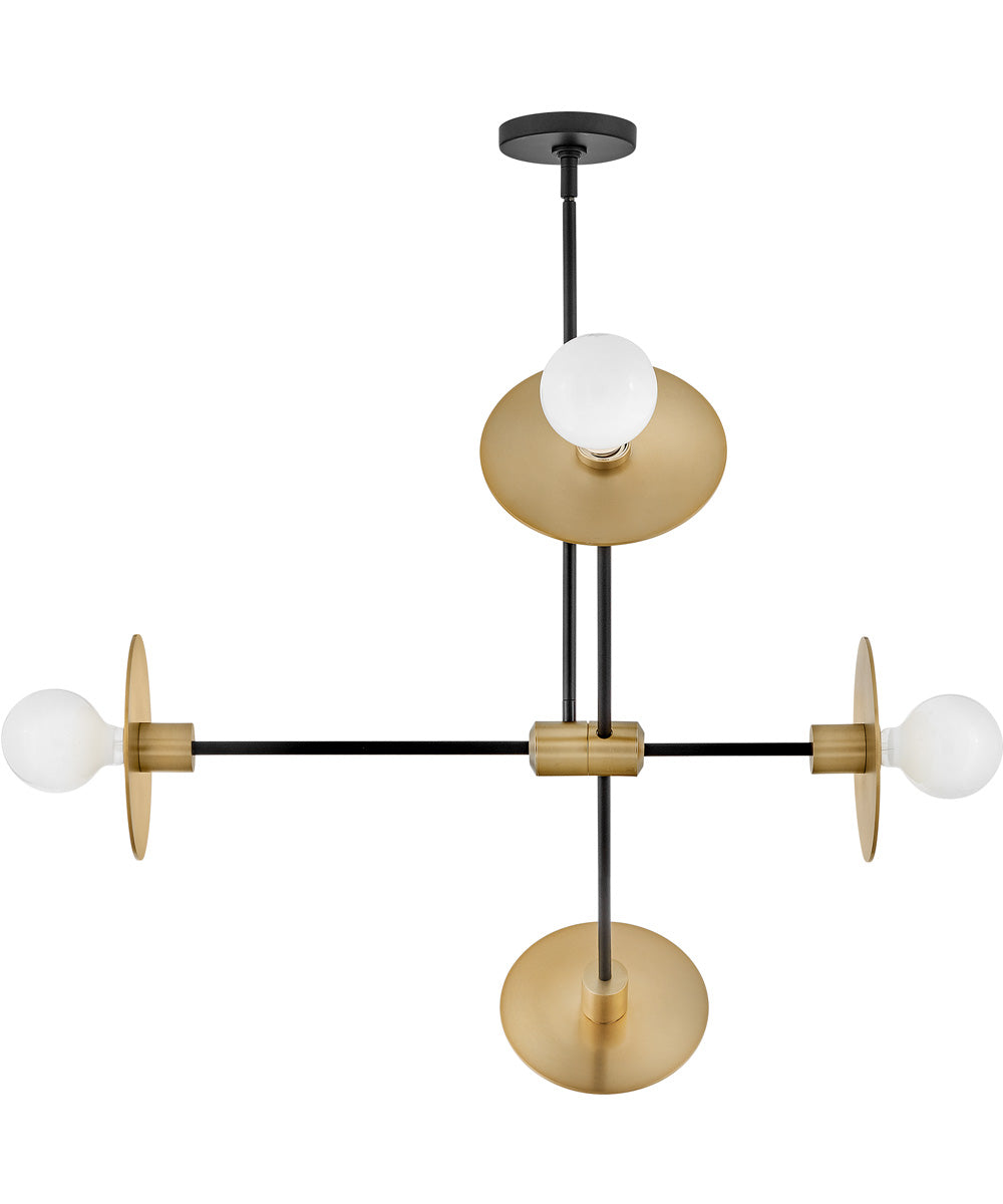 Lulu 4-Light Medium Mobile Single Tier in Lacquered Brass