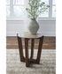 Tanidore Round End Table Warm Brown