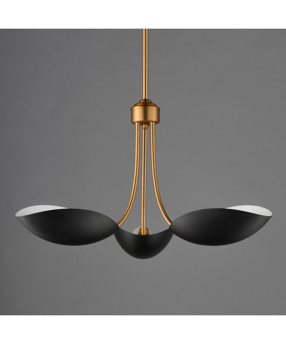 Maris 3-Light Pendant Black / Natural Aged Brass