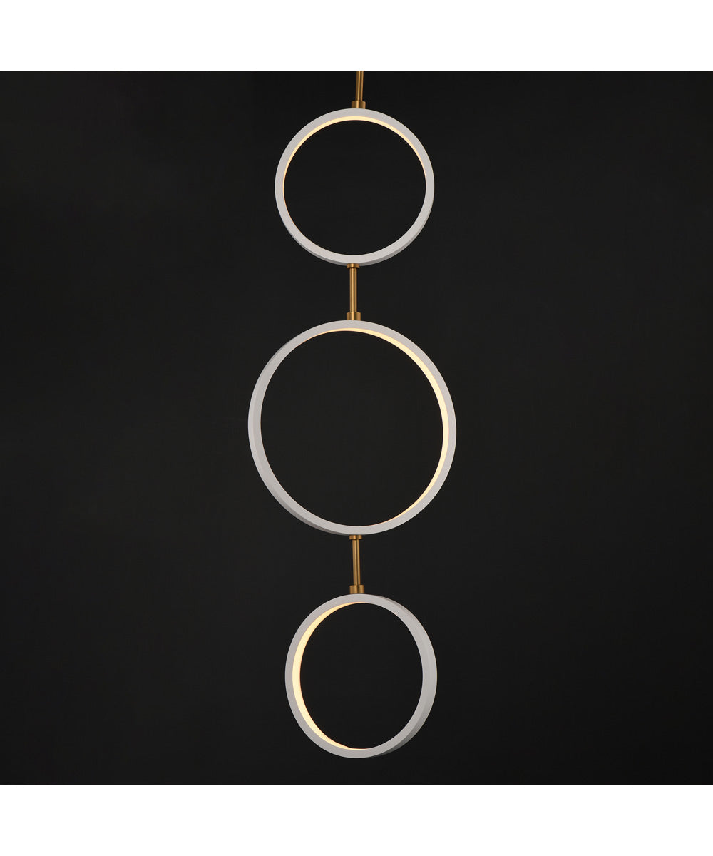 Hoopla 3-Light LED Pendant White/Gold