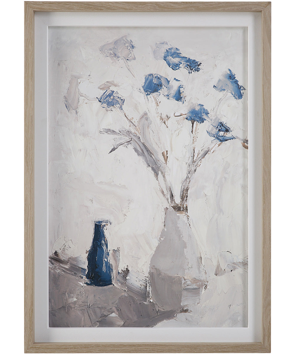 Blue Flowers In Vase Framed Print