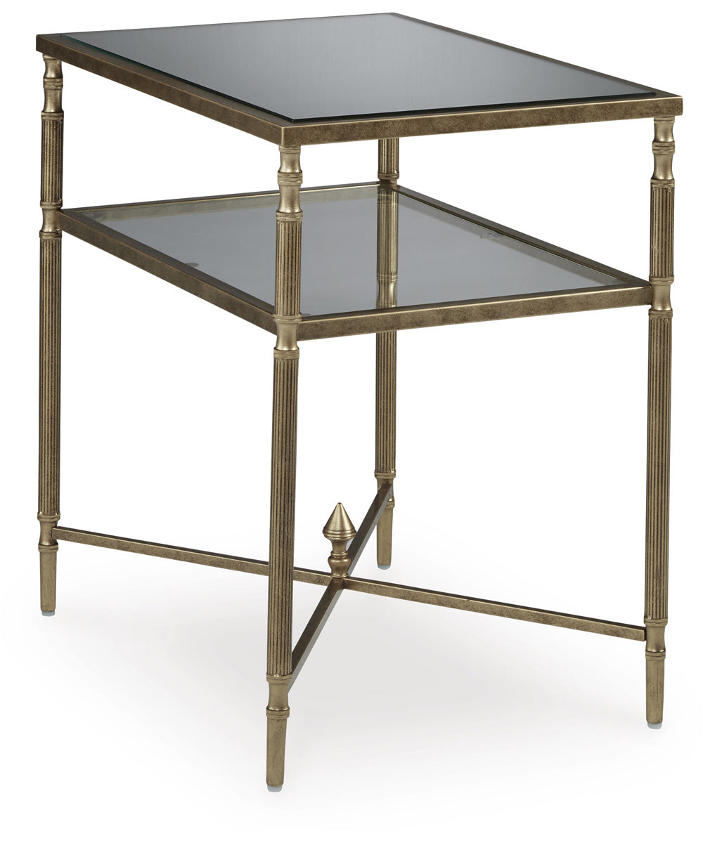 Cloverty Rectangular End Table Aged Gold