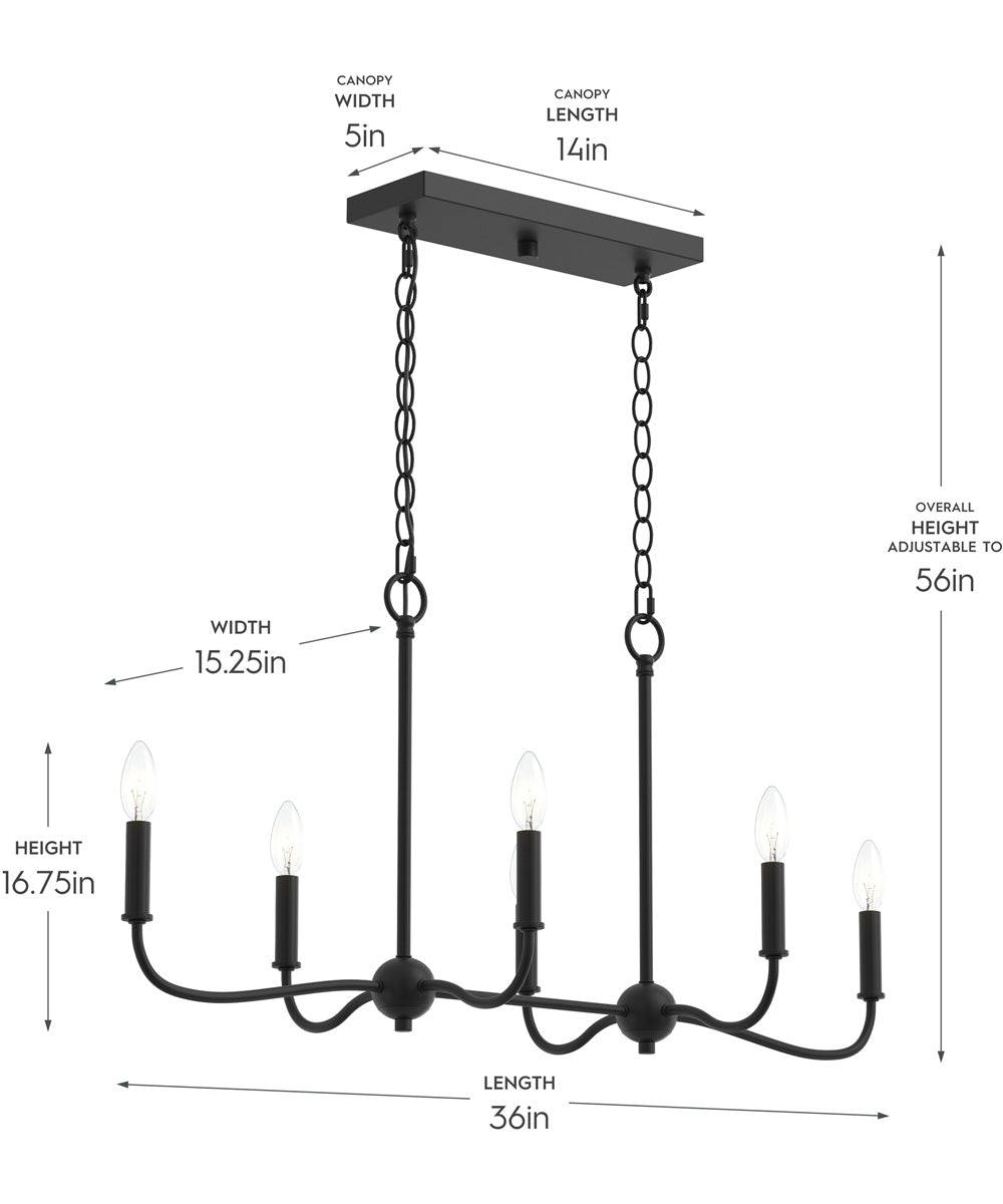 Ilia 6-Light Island Chandelier Matte Black