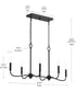Ilia 6-Light Island Chandelier Matte Black