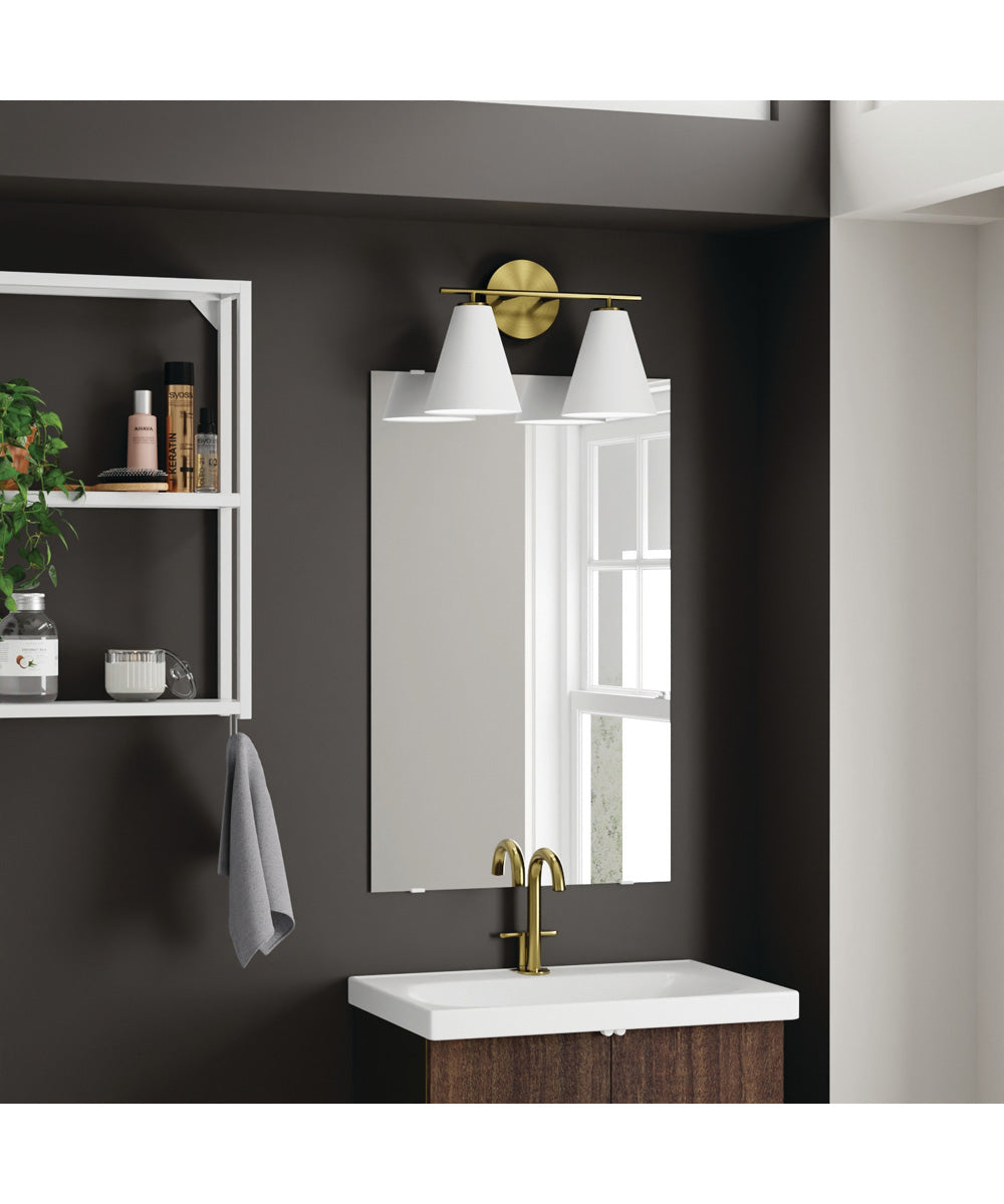 Charlie 2-Light Vanity Matte Brass and White