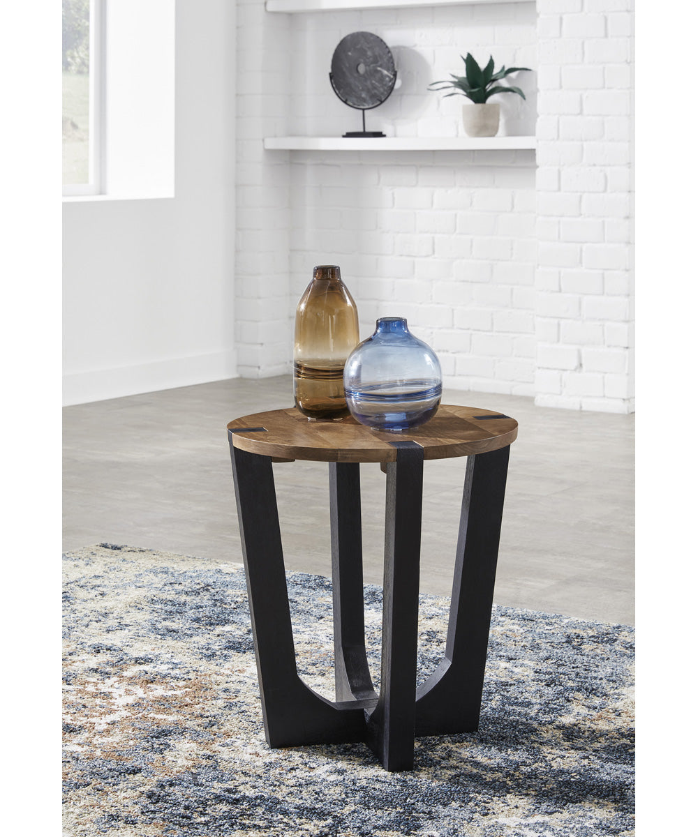 Hanneforth Round End Table Brown/Black