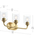 Ilia 3-Light Bath Vanity with Clear Glass Shade Brushed Gold