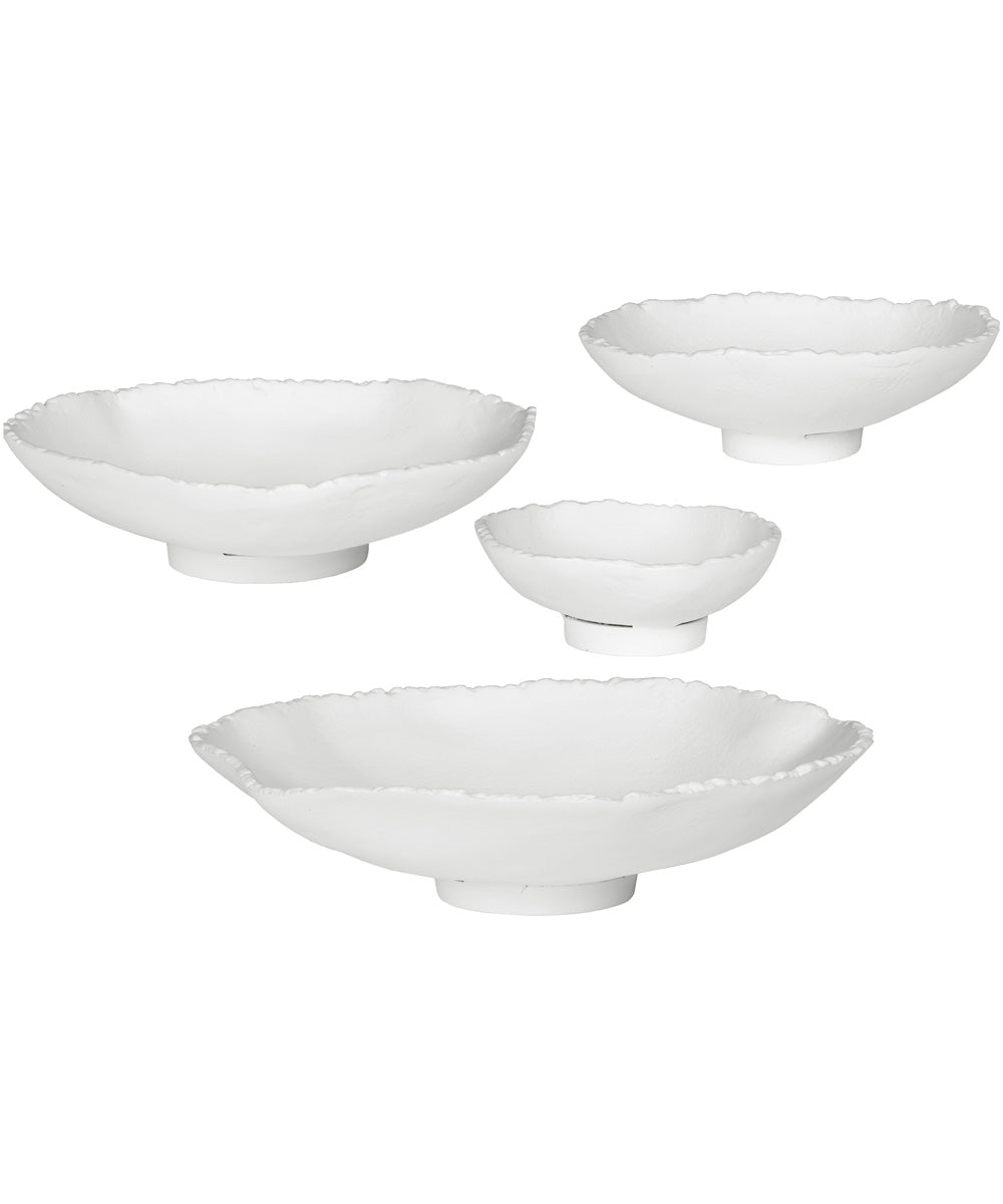 Lucky Coins White Metal Wall Bowls, Set of 4