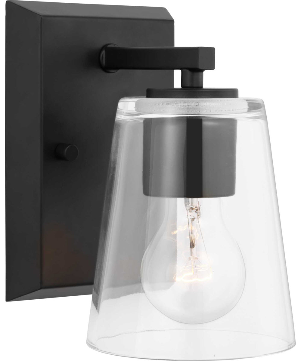 Vertex 1-Light Clear Glass Contemporary Bath Light Matte Black