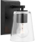 Vertex 1-Light Clear Glass Contemporary Bath Light Matte Black