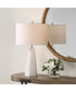 Marble Accent Table Lamp in Cream with Off-White Linen