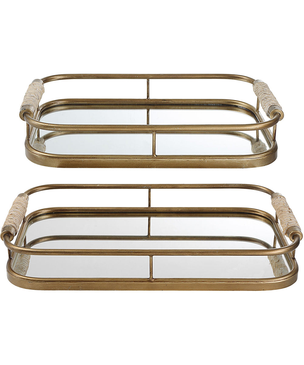Rosea Brushed Gold Trays, Set of 2