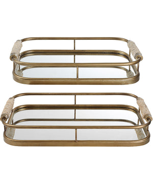 Rosea Brushed Gold Trays, Set of 2
