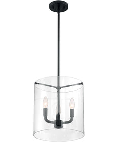 12"W Sommerset 3-Light Pendant Matte Black