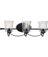 Bowman 3-Light Clear Chiseled Glass Coastal Bath Vanity Light Matte Black