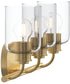 Reines 3-Light Bath Vanity with Clear Glass Shades Brushed Gold