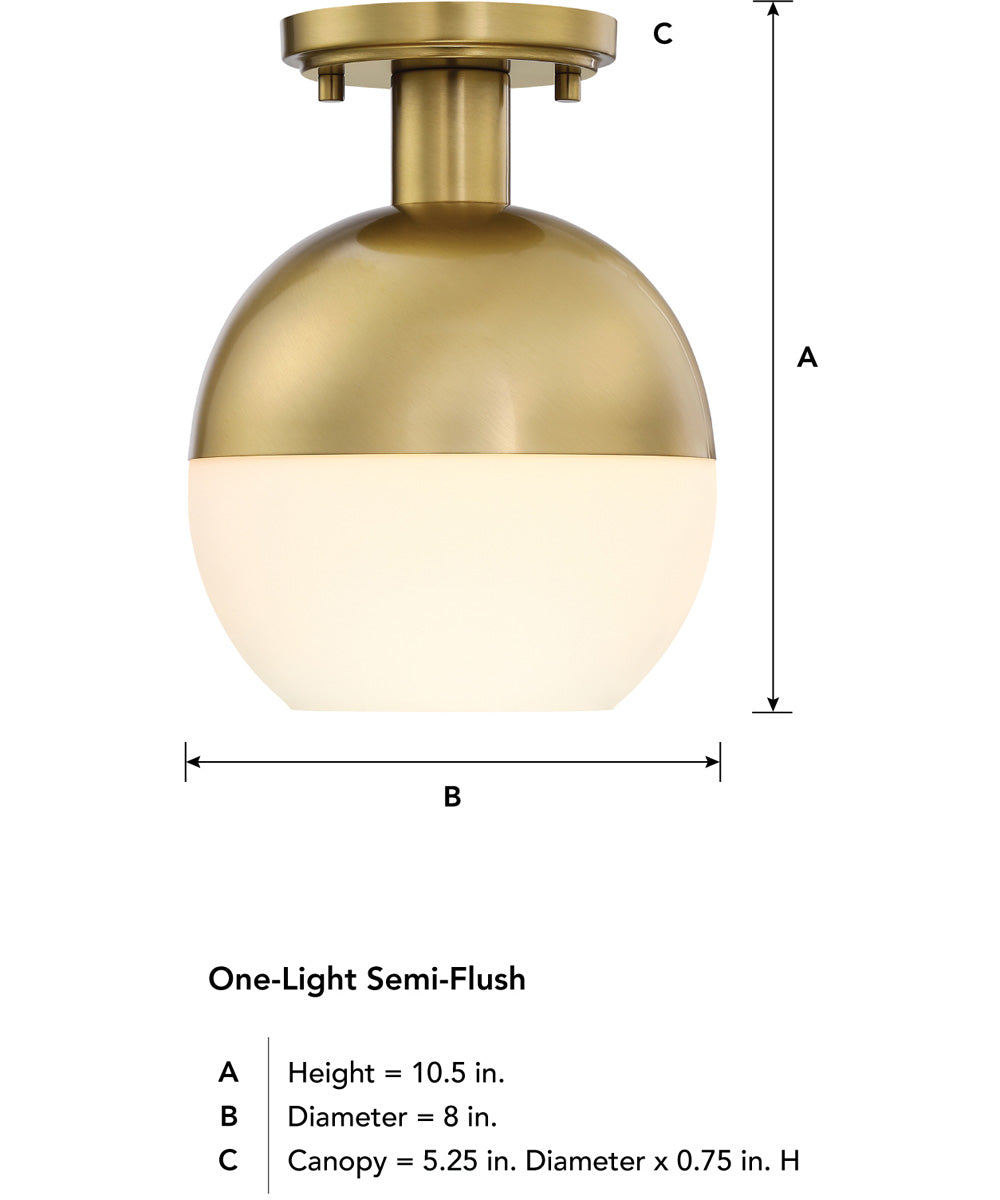 Linden 1 Light Semi Flush Mount Brushed Gold