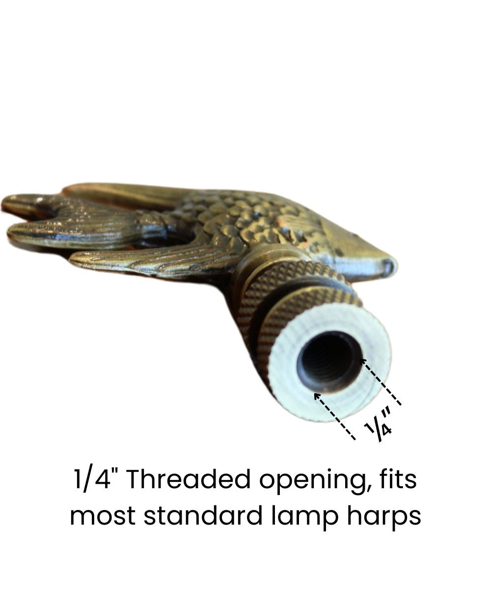 Angel Fish Lamp Finial Antique Brass, 2.3"h
