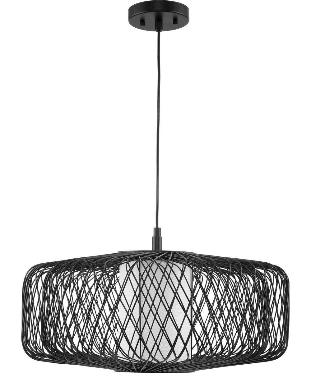 Cordova 1-Light Large Pendant Black Rattan